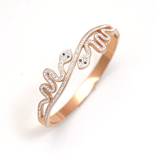 Elegant Snake-Inspired Diamond Bangle Bracelet