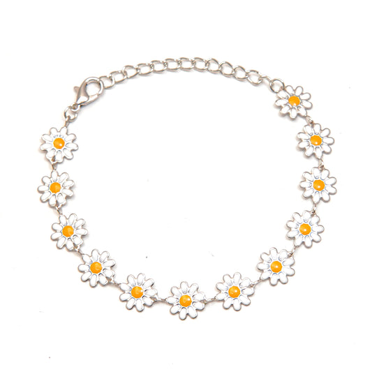 Floral Daisy Charm Bracelet