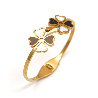 Elegant Gold Clover Bangle Bracelet