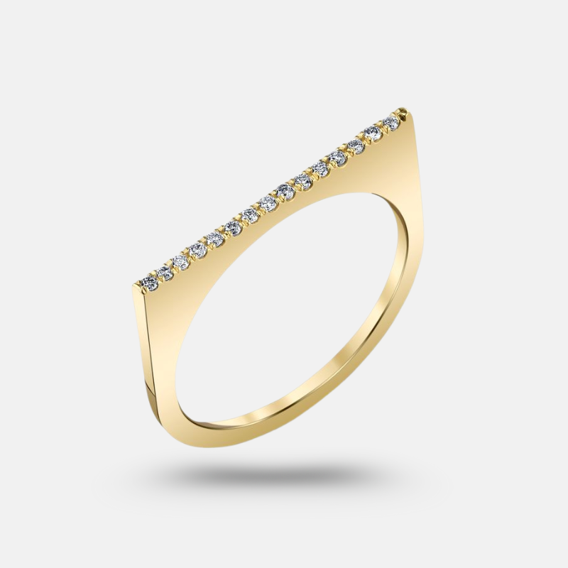 Dainty Minimalist Gold Bar Pave Ring