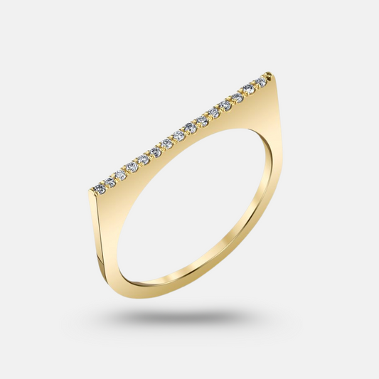 Dainty Minimalist Gold Bar Pave Ring