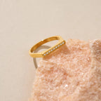 Minimalist Gold Bar Pave Ring