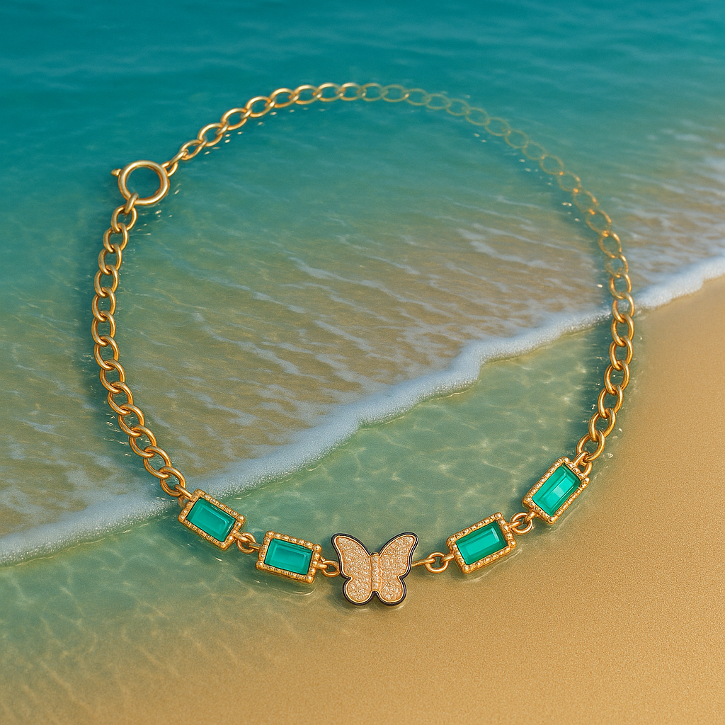 Delicate Emerald Butterfly Bracelet