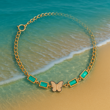 Delicate Emerald Butterfly Bracelet