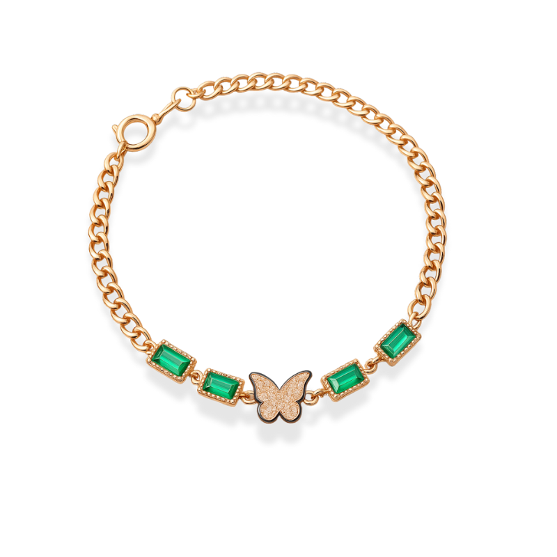 Delicate Emerald Butterfly Bracelet