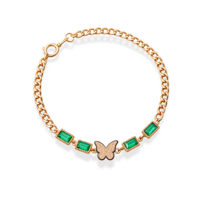 Delicate Emerald Butterfly Bracelet