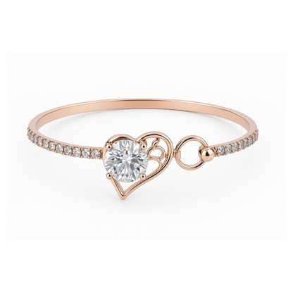 Elegant Rose Gold Heart Bracelet with Sparkling CZ Stones