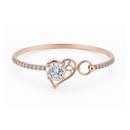 Elegant Rose Gold Heart Bracelet with Sparkling CZ Stones