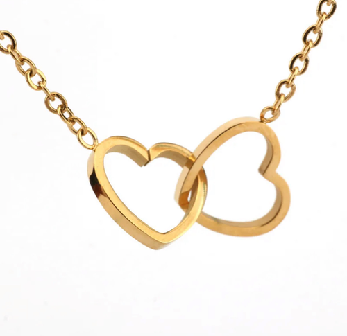 Double Heart Gold Necklace