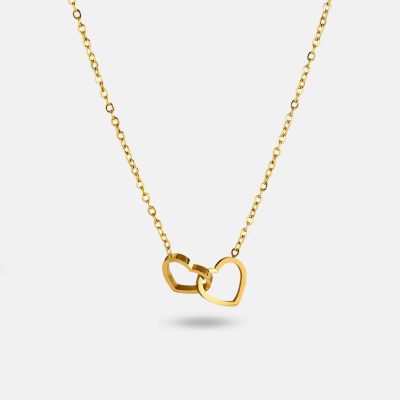 Double Heart Gold Necklace