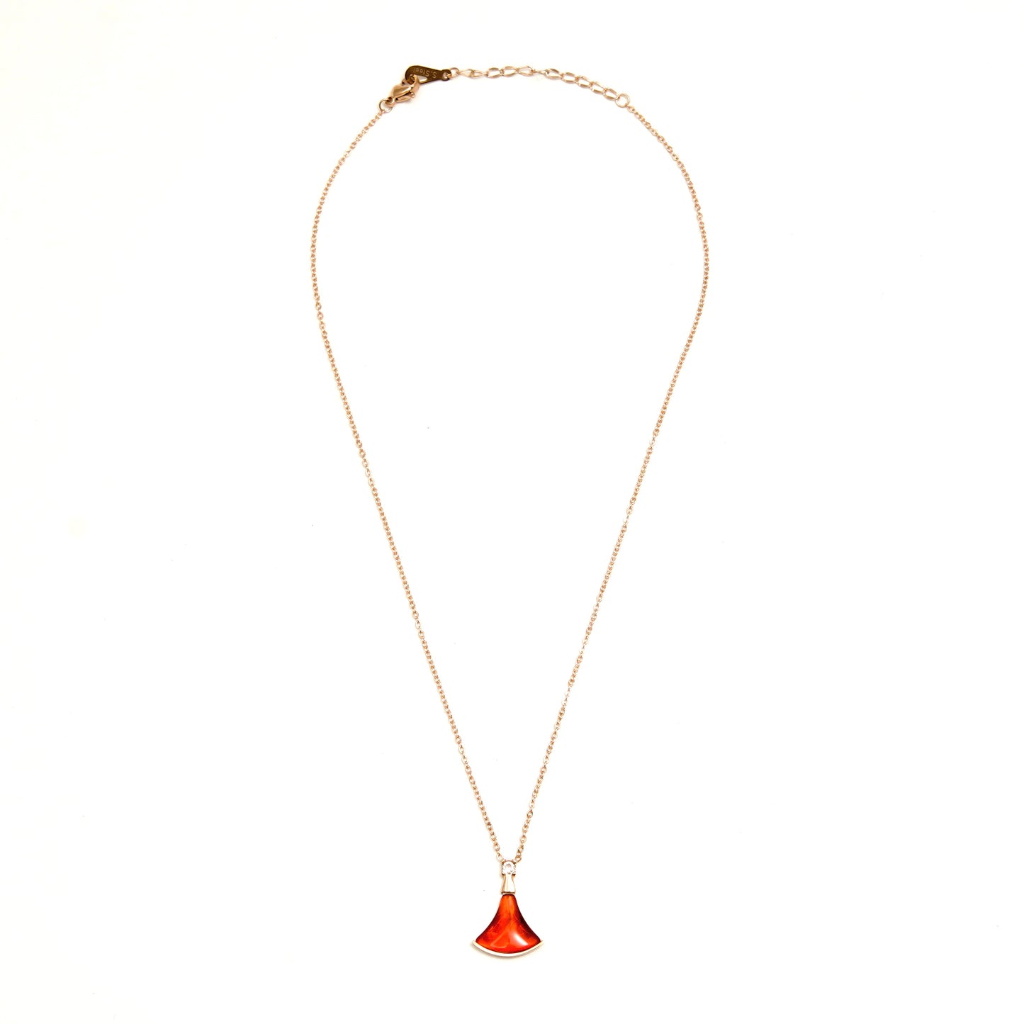 Elegant Red Fan Pendant Necklace