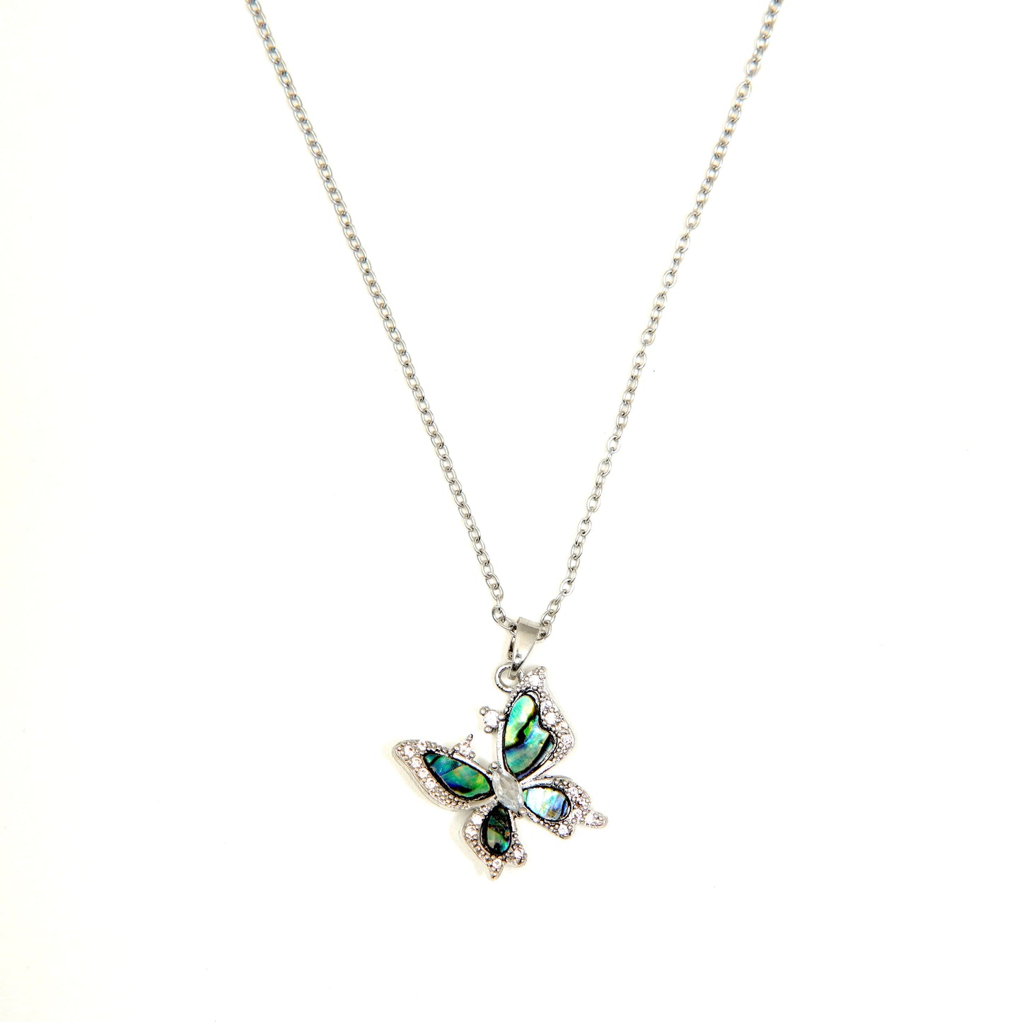 Iridescent Butterfly Pendant Necklace