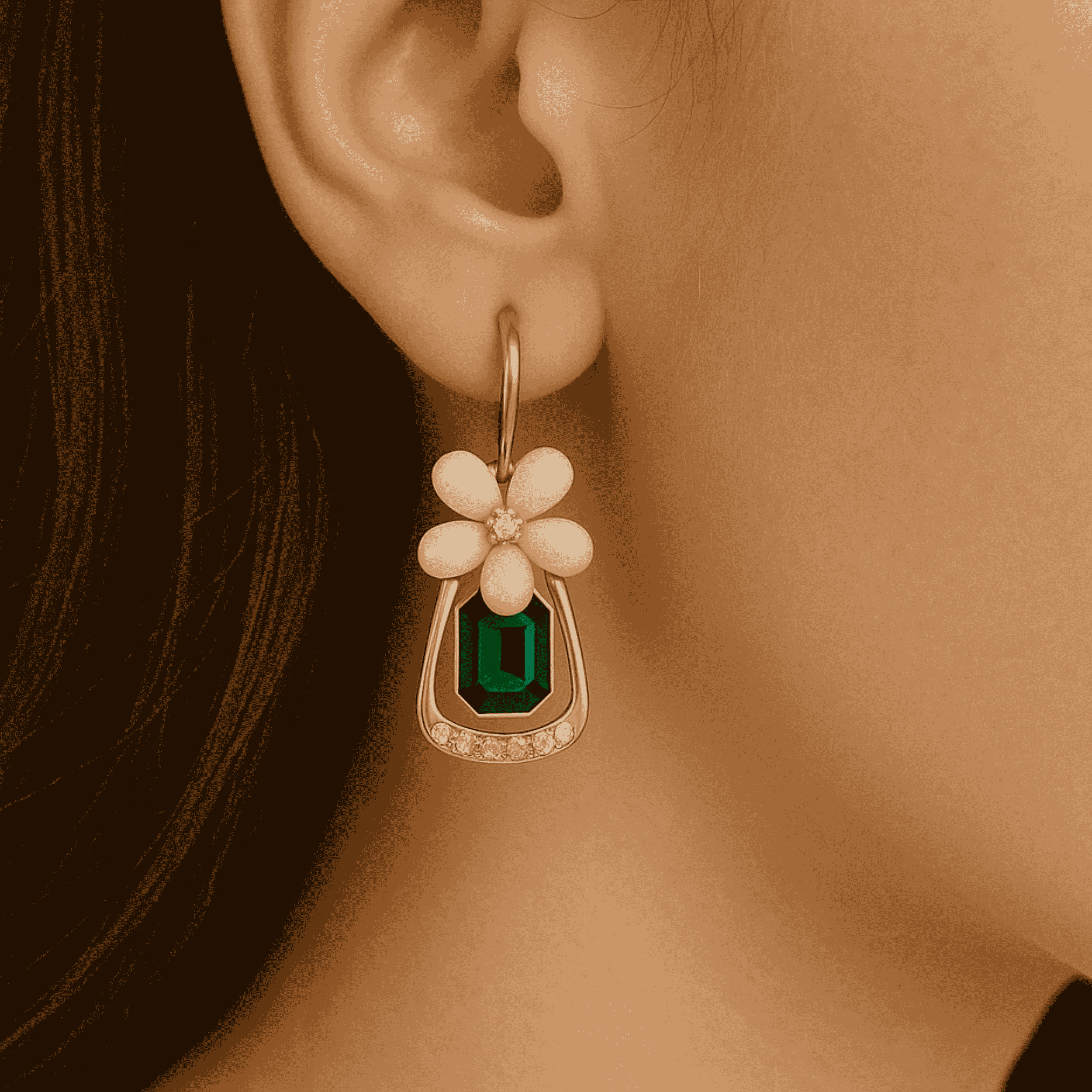 Elegant Floral Crystal Drop Earrings