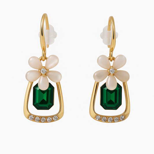 Elegant Floral Crystal Drop Earrings