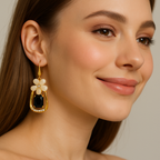 Elegant Floral Crystal Drop Earrings