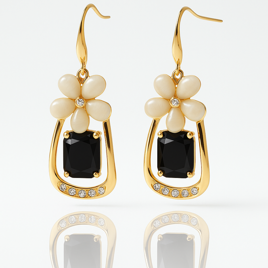Elegant Floral Crystal Drop Earrings