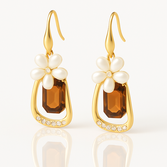 Elegant Floral Crystal Drop Earrings