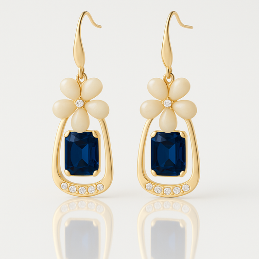 Elegant Floral Crystal Drop Earrings