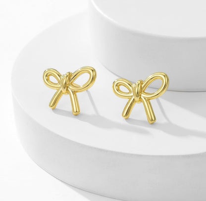 Elegant Gold Bow Knot Necklace & Earring Set