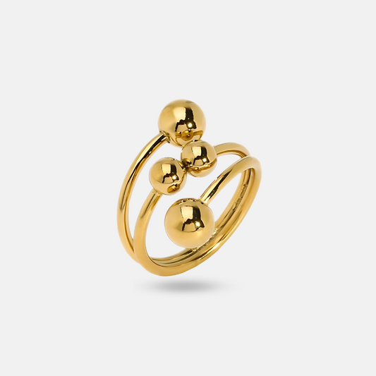 Elegant Gold Plated Multi-Ball Adjustable Ring