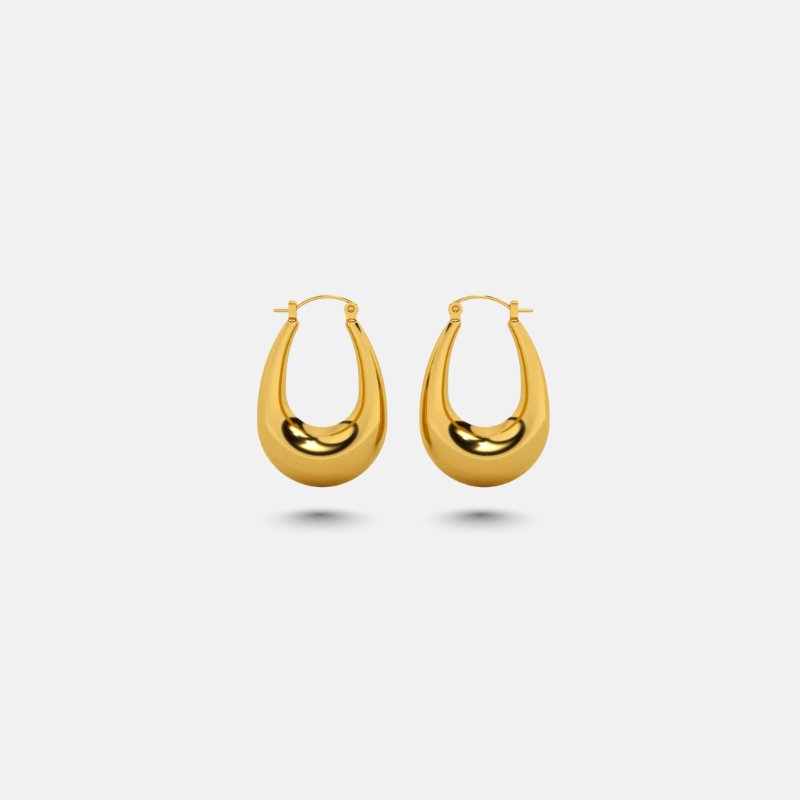 Gold Teardrop Hoop Earrings