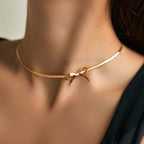 Golden Ribbon Bow Necklace