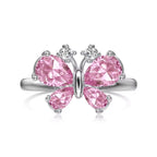 Elegant Pink Gem Butterfly Ring