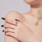 Elegant Pink Gem Butterfly Ring
