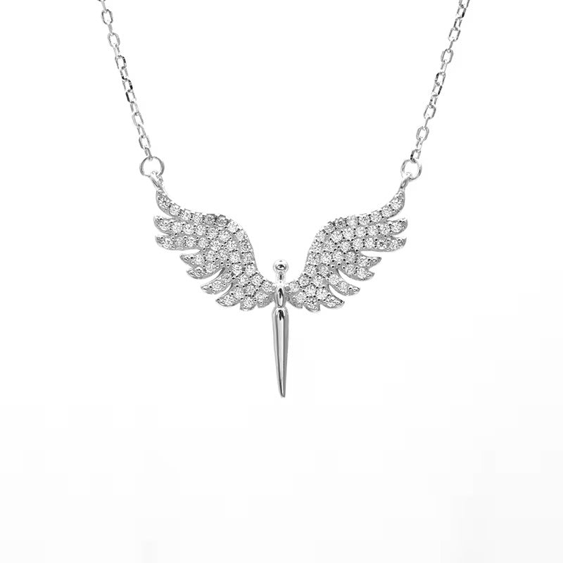 Elegant Silver Wing Pendant Necklace