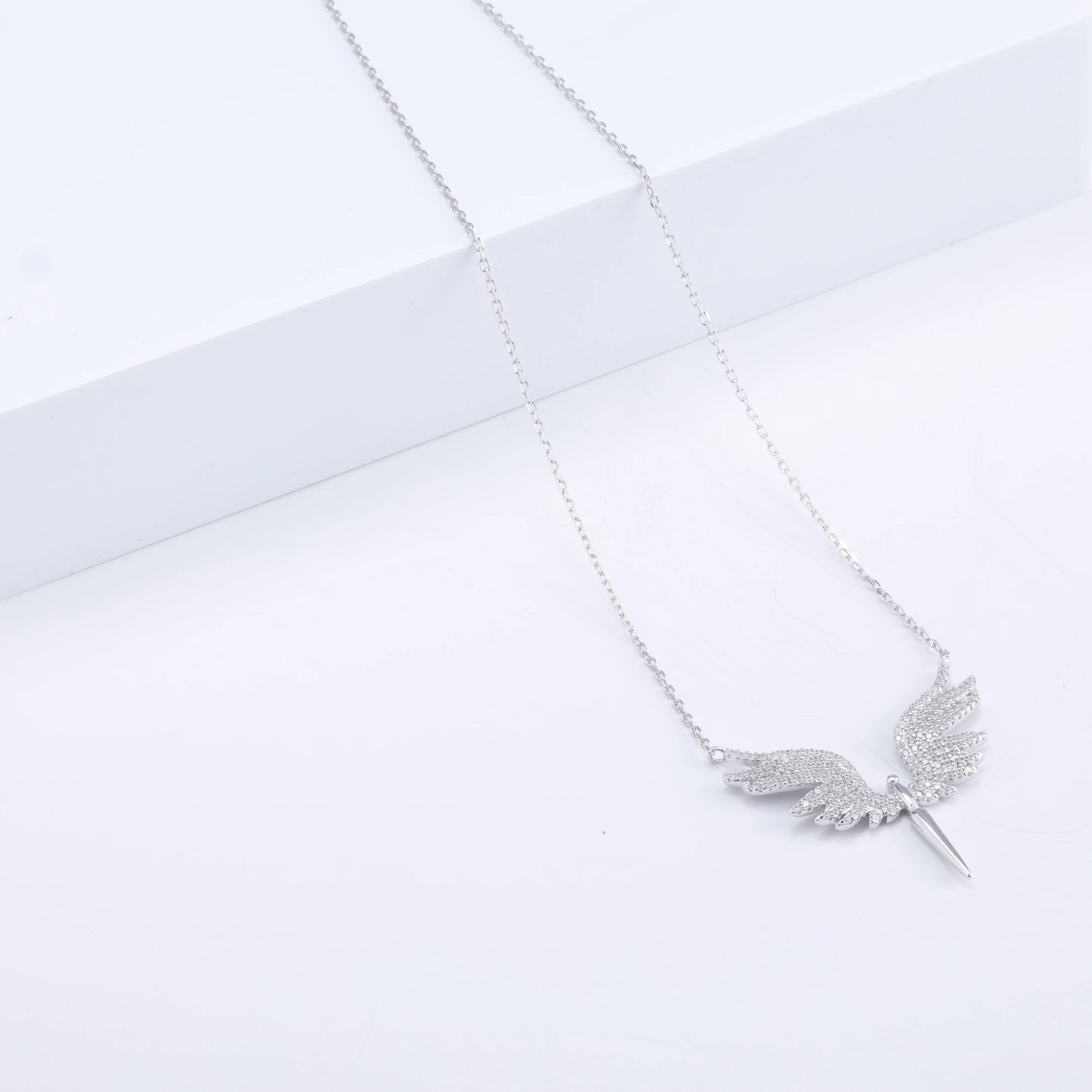 Elegant Silver Wing Pendant Necklace
