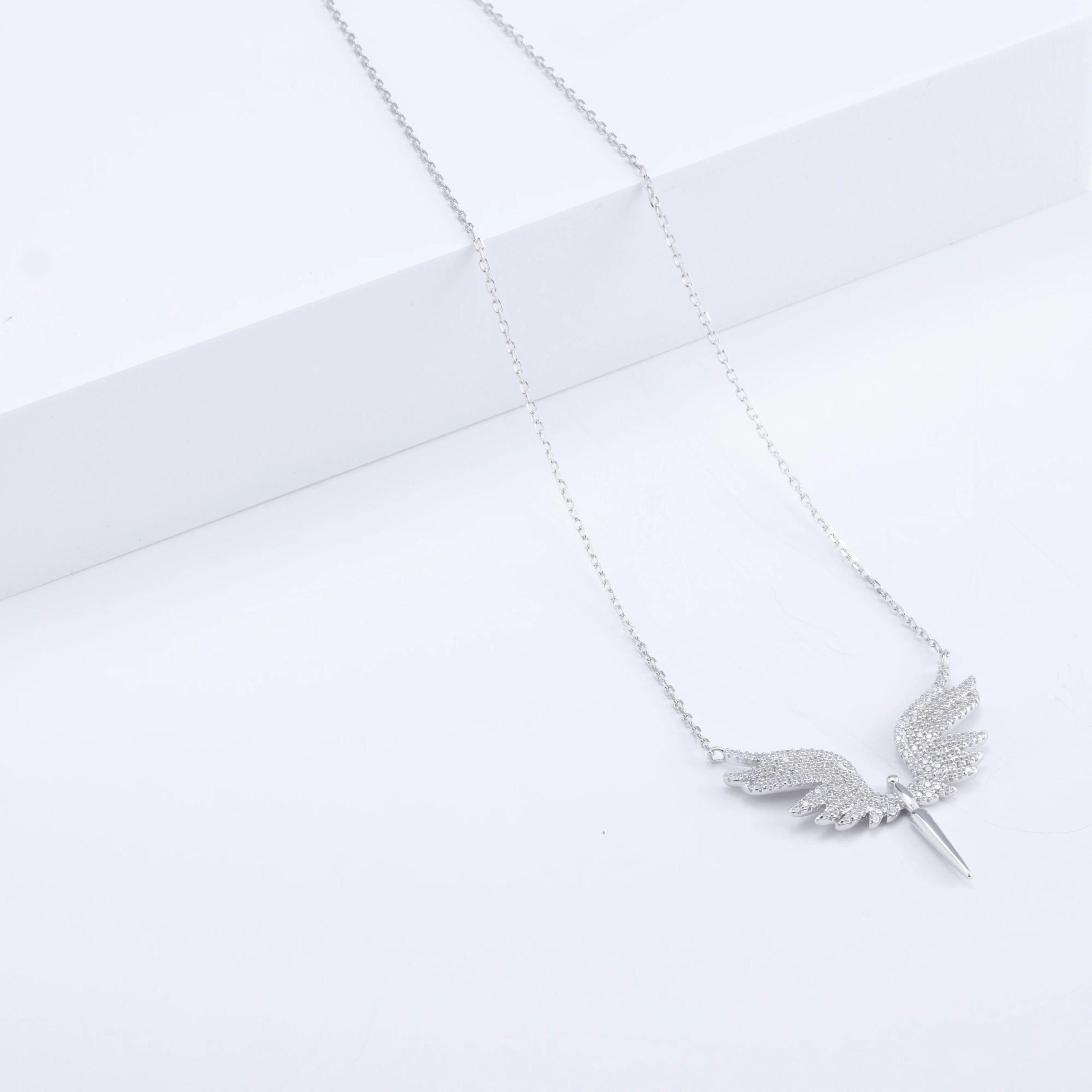 Elegant Silver Wing Pendant Necklace