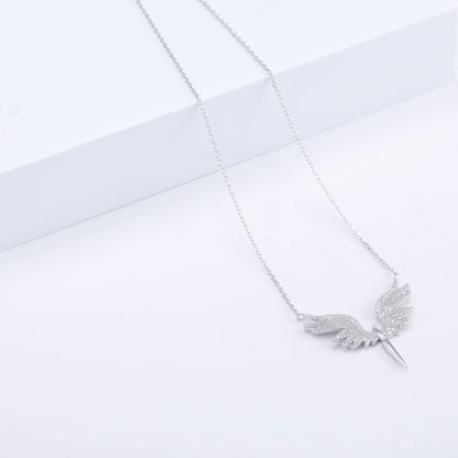 Elegant Silver Wing Pendant Necklace