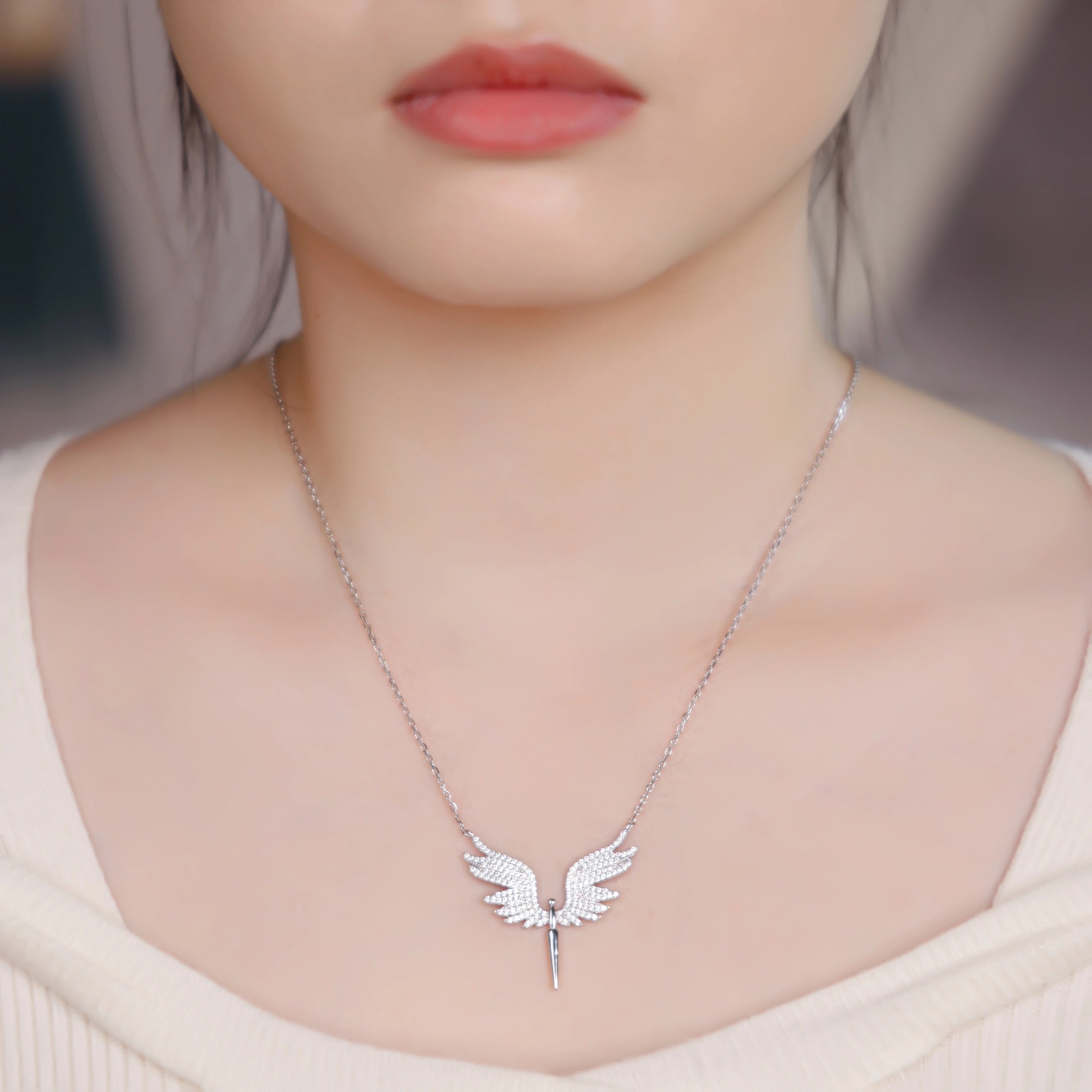 Elegant Silver Wing Pendant Necklace