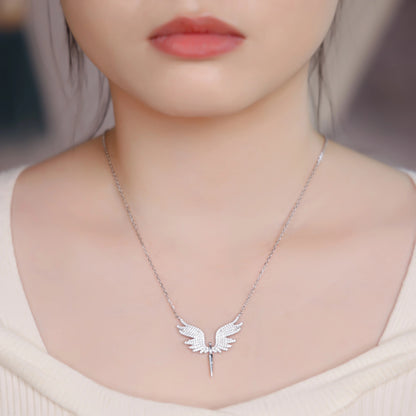 Elegant Silver Wing Pendant Necklace