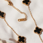 Elegant Black Clover Charm Necklace – Gold Plated