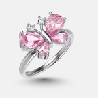 Elegant Pink Gem Butterfly Ring