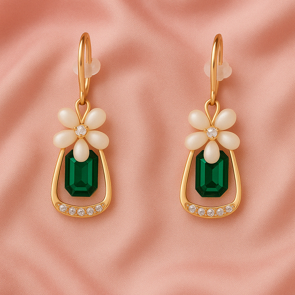 Elegant Floral Crystal Drop Earrings