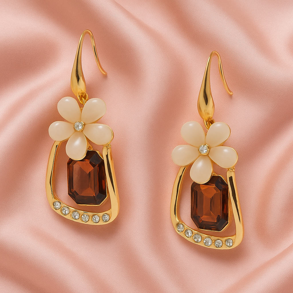 Elegant Floral Crystal Drop Earrings