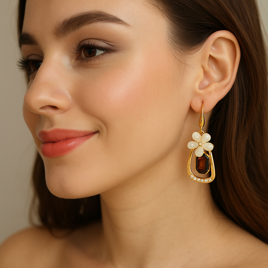 Elegant Floral Crystal Drop Earrings