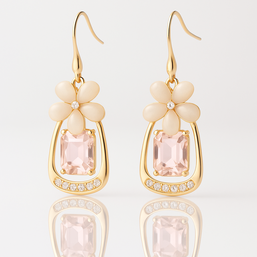 Elegant Floral Crystal Drop Earrings