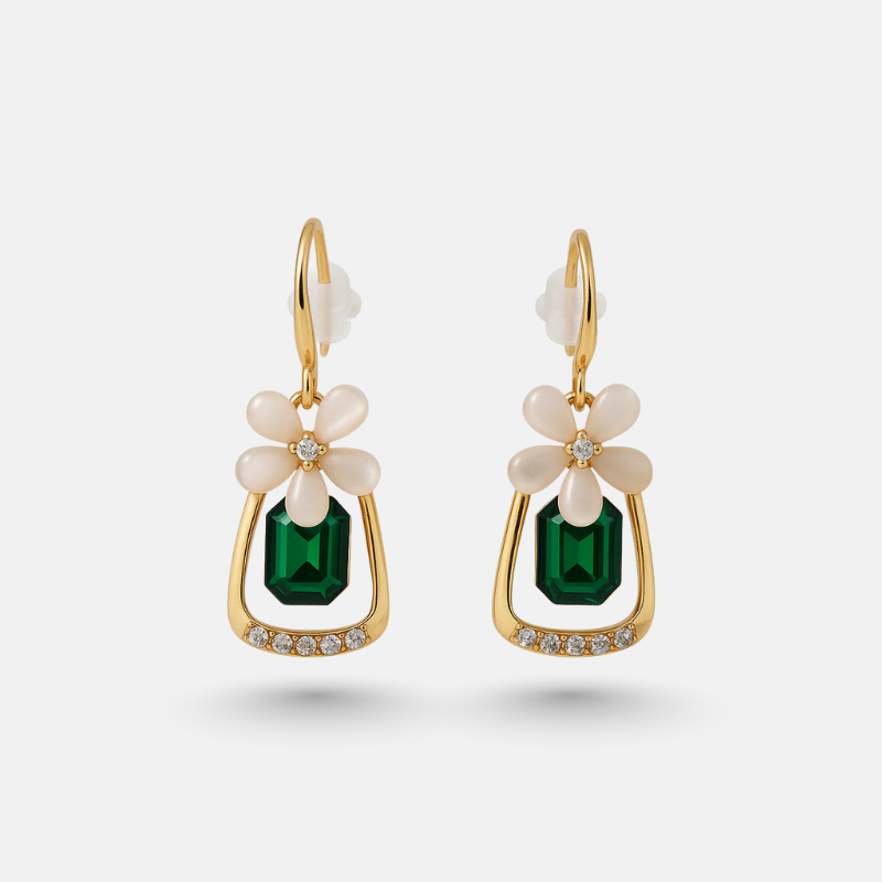 Elegant Floral Crystal Drop Earrings