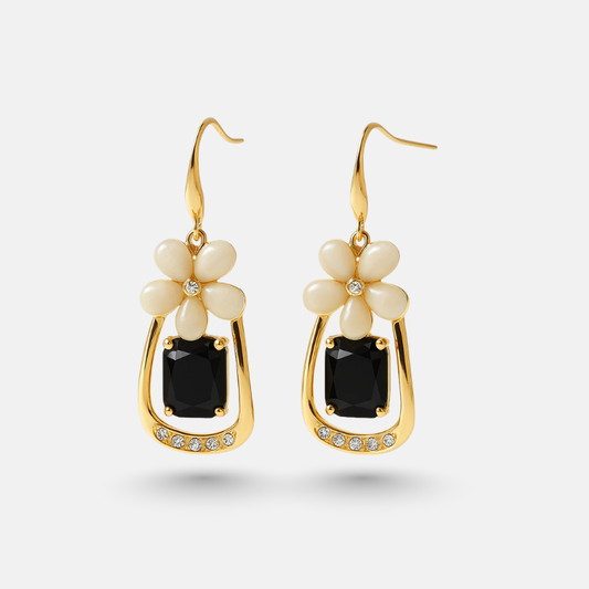 Elegant Floral Crystal Drop Earrings