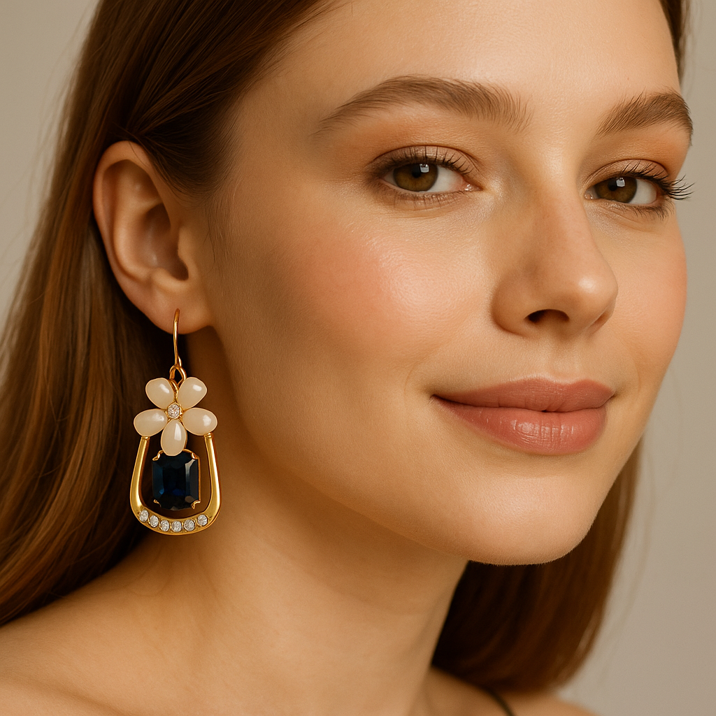 Elegant Floral Crystal Drop Earrings