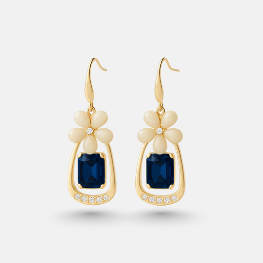 Elegant Floral Crystal Drop Earrings