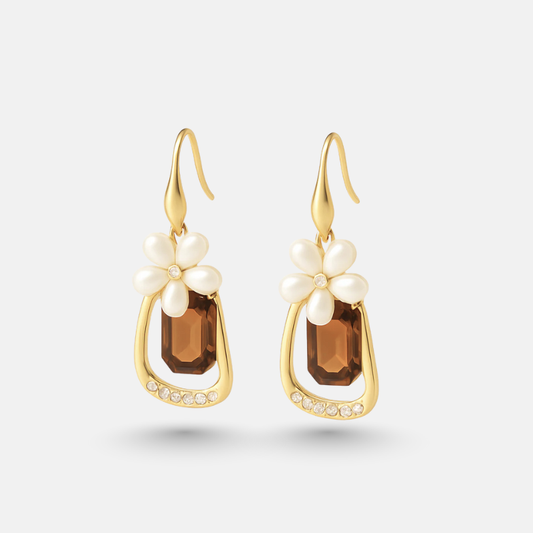 Elegant Floral Crystal Drop Earrings