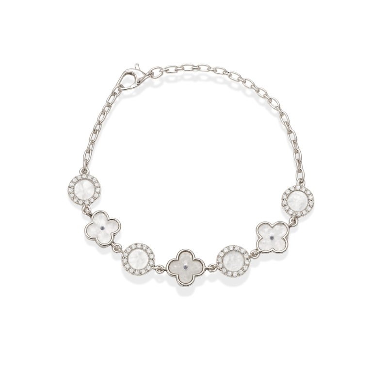 Elegant Floral Silver Charm Bracelet