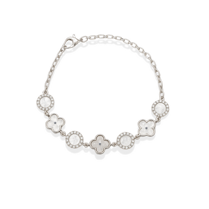 Elegant Floral Silver Charm Bracelet