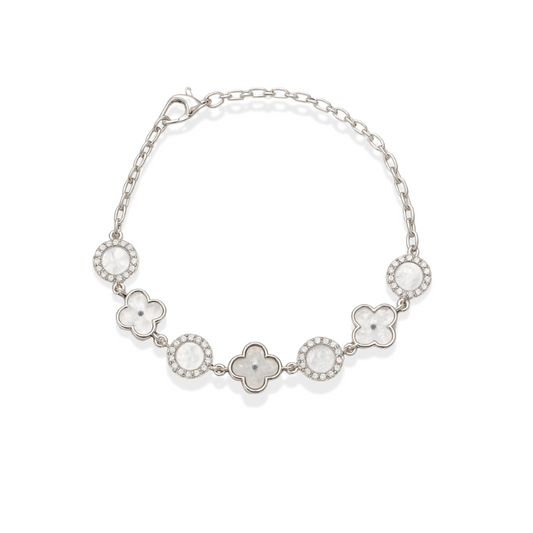 Elegant Floral Silver Charm Bracelet
