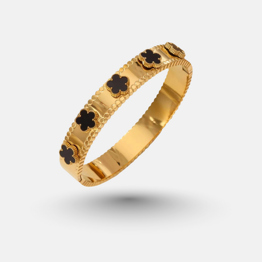 Elegant Gold Clover Bangle Bracelet