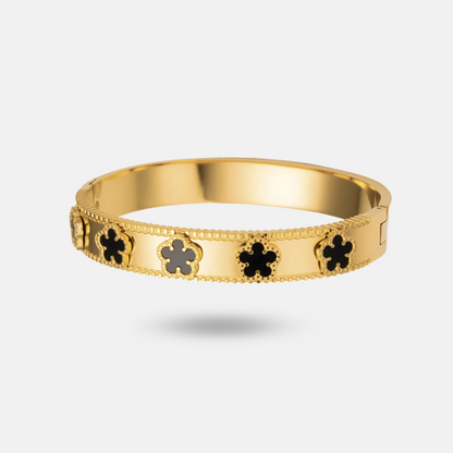 Elegant Gold Clover Bangle Bracelet